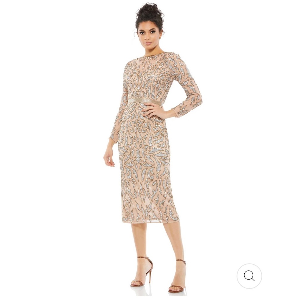 1. EMBELLISHED ILLUSION SHEATH DRESS